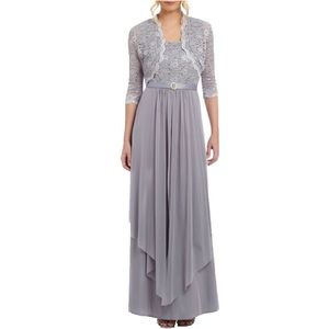 R&M Richards 2 Piece Lace Georgette Jacket Dress